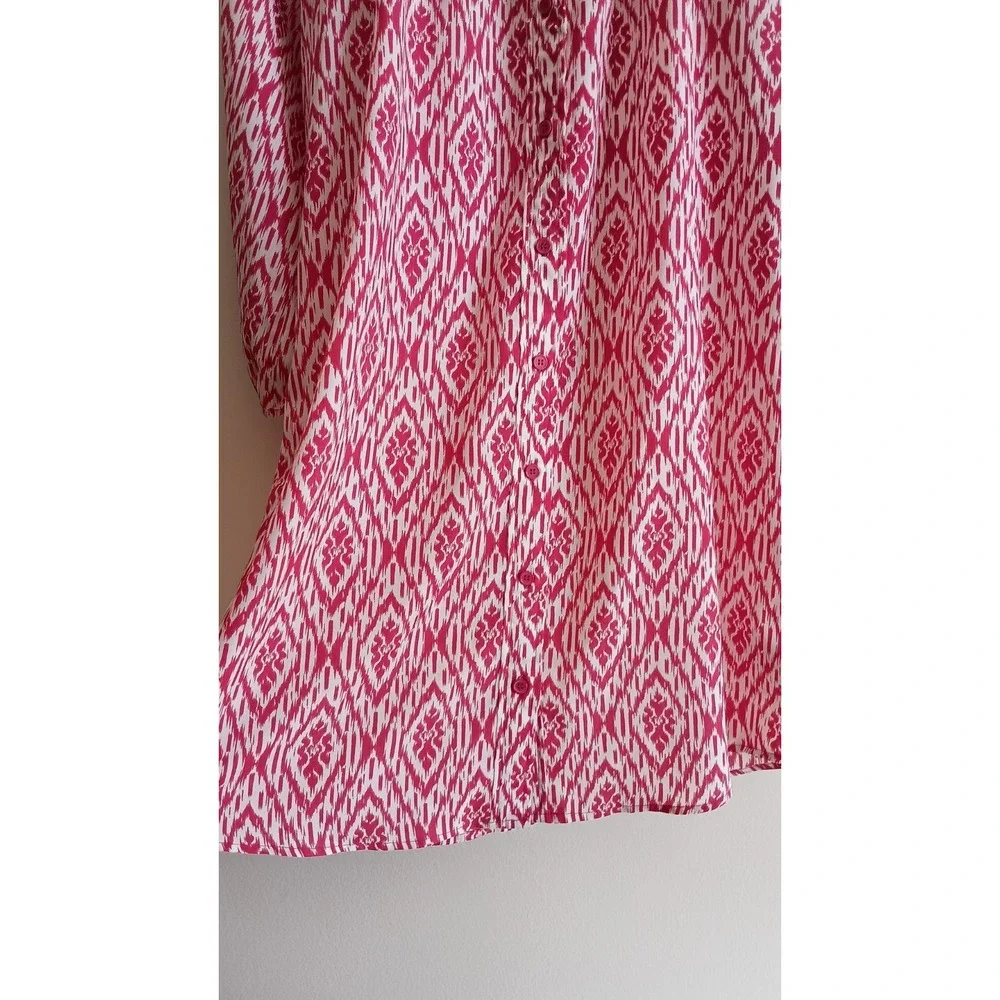 Maeve Anthropologie Ikat Print Smocked Neck Button‎ Front Dress Tunic S Boho - Picture 4 of 12